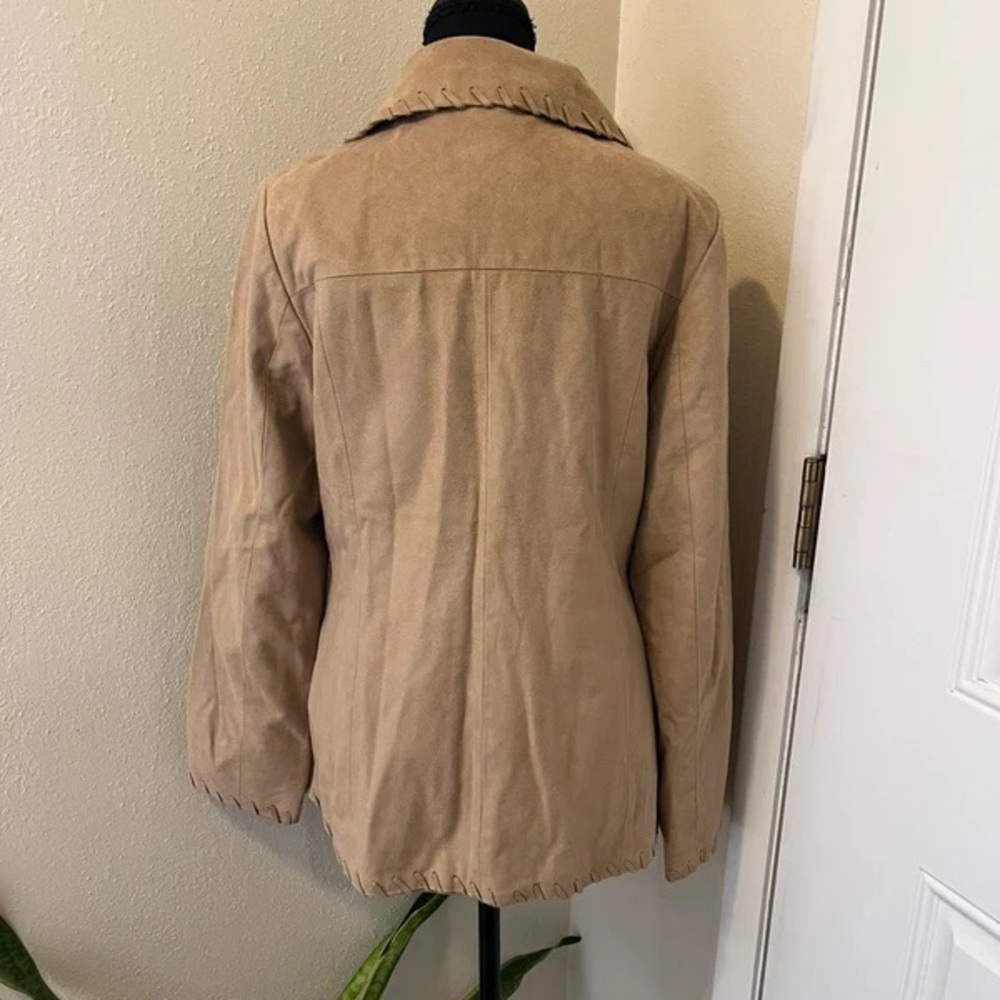 Susan Graver Tan Button-Front Jacket with Whipstitch Trim - Picture 5 of 5